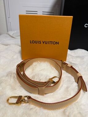 Louis Vuitton Tan Leather Strap with Yellow Stitching